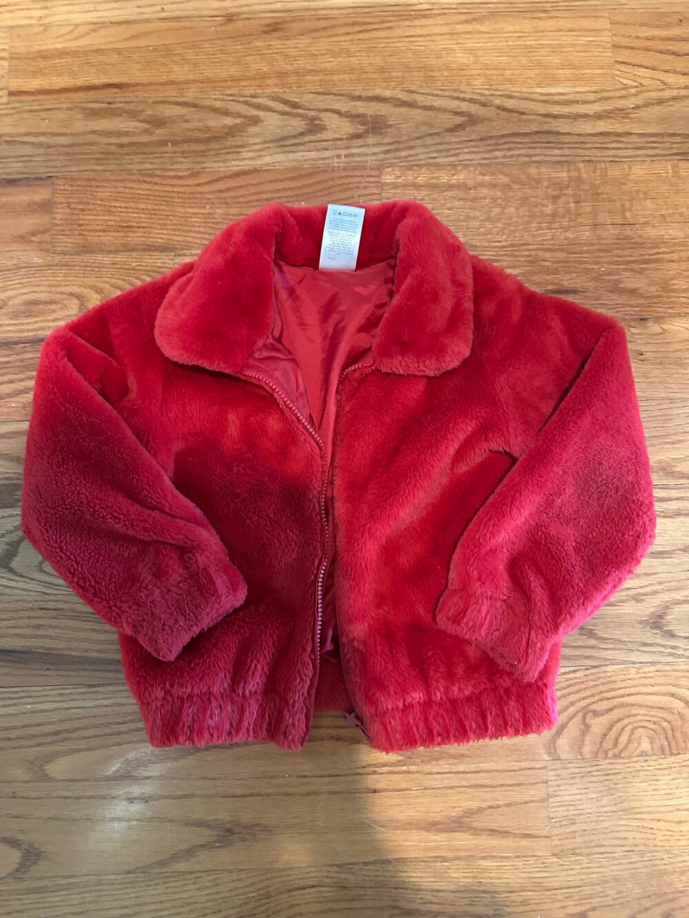 Girls Red soft faux fur coat size 6